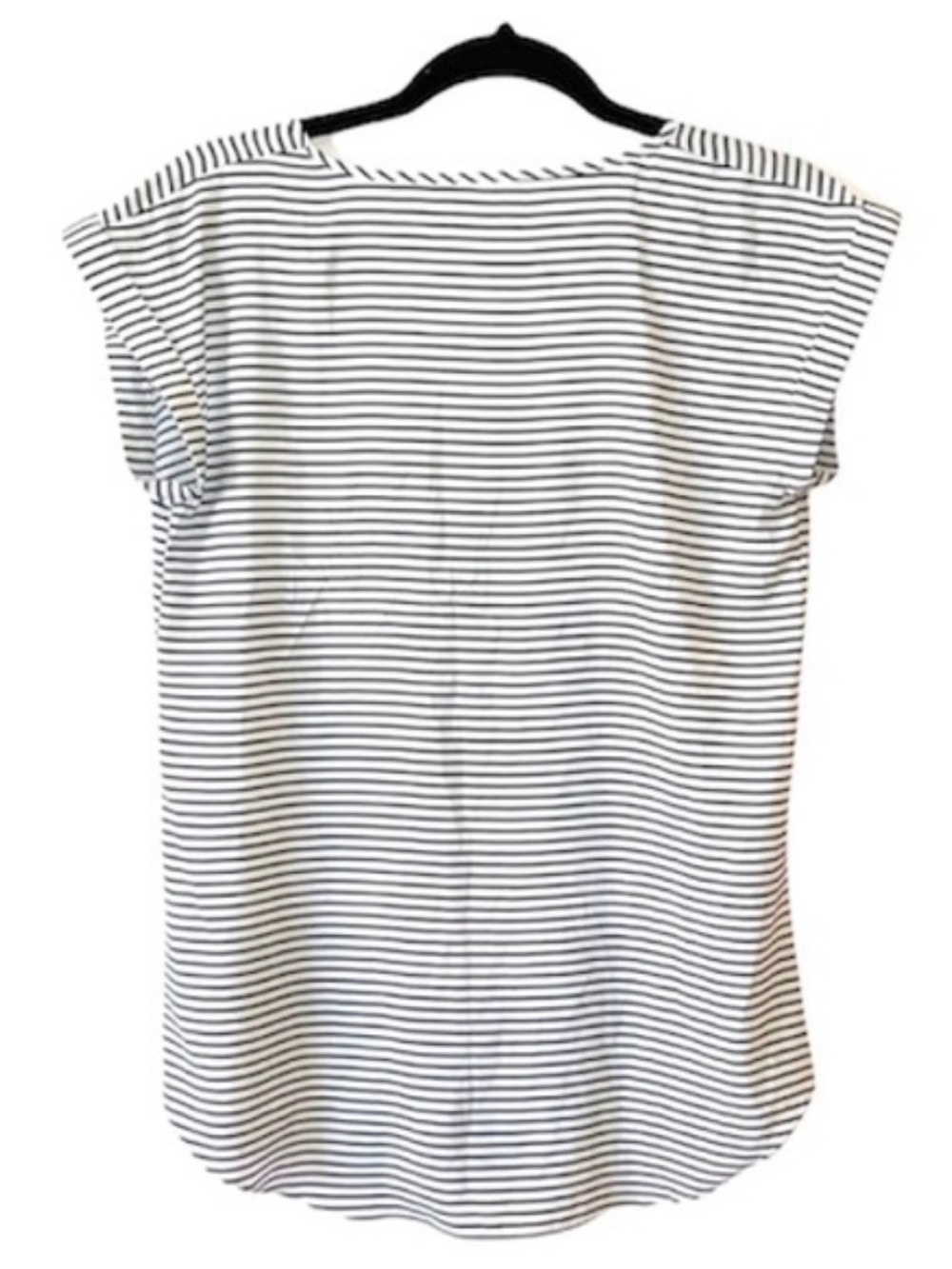 Express Black & White Striped Satin V-neck Short Sleeve Blouse Small - Picture 3 of 5